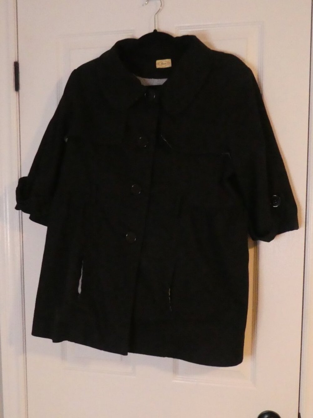 GEMINI Black Button Front Babydoll Jacket 100% Cotton - Size 3X